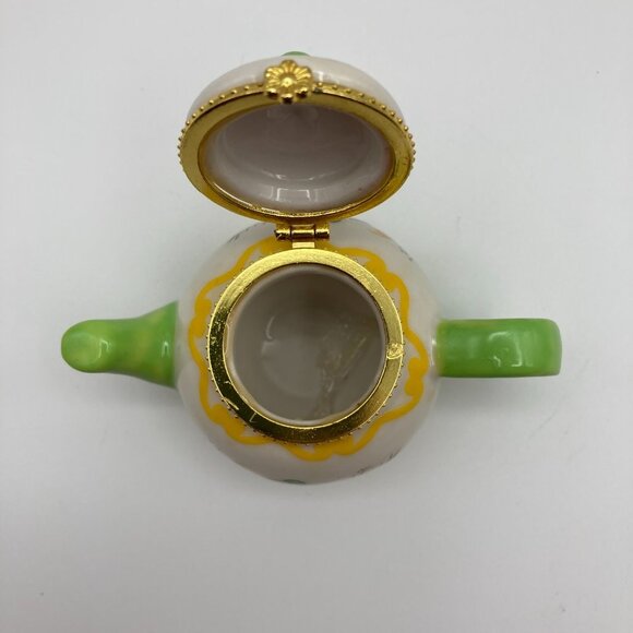 Miniature Porcelain Hinged Teapot Trinket, Pill, Jewelry Holder - Picture 7 of 7